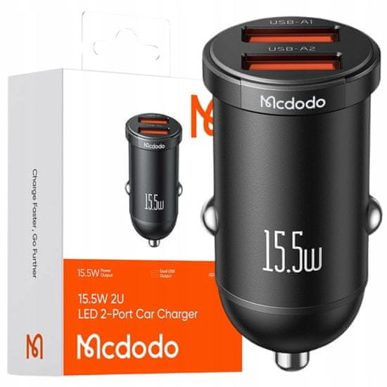 Mcdodo MCDODO MOČAN HITER POLNILEC ZA TELEFON MAJHEN 2X USB 15,5W VODIL