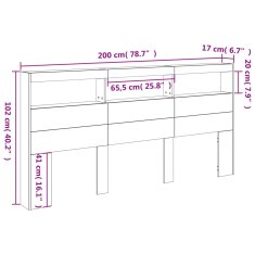 Vidaxl Omarica za vzglavje postelje LED bela 200x17x102 cm