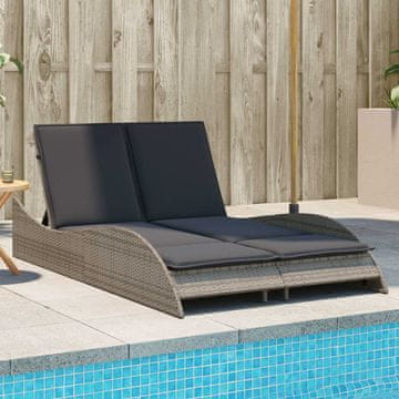 Vidaxl vidaXL Dnevna postelja z blazinami, siva, 114x205x73 cm, poli ratan