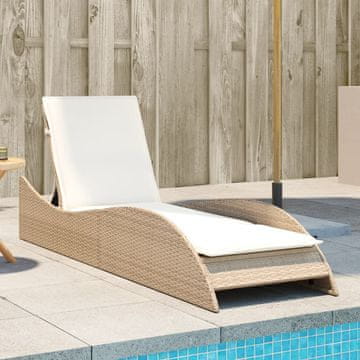 Vidaxl vidaXL Dnevna postelja z blazino, bež, 60x205x73 cm, poli ratan