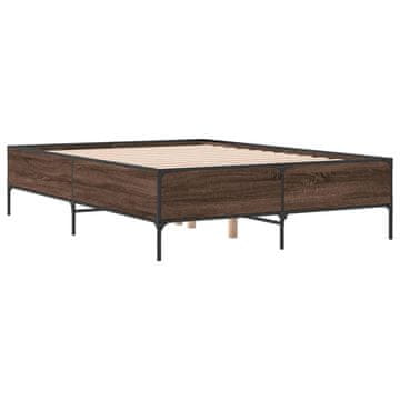 Vidaxl Posteljni okvir rjav hrast 140x200 cm inženirski les in kovina