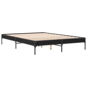 Vidaxl Posteljni okvir črn 150x200 cm inženirski les in kovina