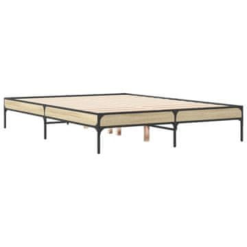 Vidaxl Posteljni okvir sonoma hrast 140x190 cm inž. les in kovina