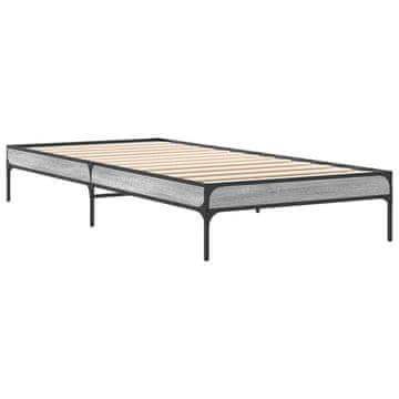Vidaxl Posteljni okvir siva sonoma 75x190 cm inženirski les in kovina