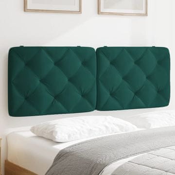Vidaxl vidaXL Blazina za vzglavje, temno zelena, 140 cm, žamet