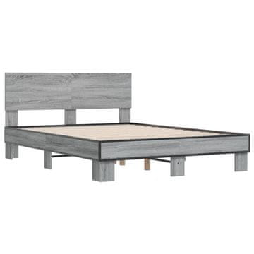 Vidaxl Posteljni okvir siva sonoma 120x200 cm inž. les in kovina