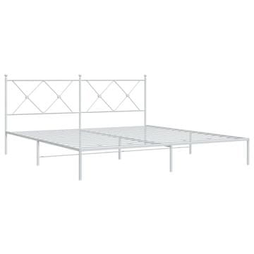 Vidaxl Kovinski posteljni okvir z vzglavjem bel 180x200 cm