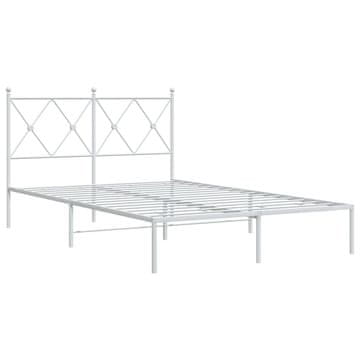 Vidaxl Kovinski posteljni okvir z vzglavjem bel 120x190 cm