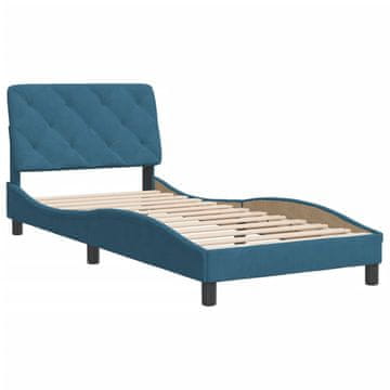 Vidaxl Posteljni okvir brez vzmetnice moder 90x190 cm žamet