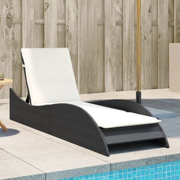 Vidaxl vidaXL Dnevna postelja z blazino, črna, 60x205x73 cm, poli ratan