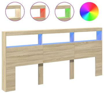 Vidaxl Omarica za vzglavje postelje LED sonoma hrast 220x17x102 cm