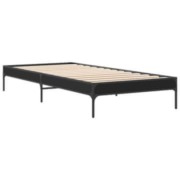 Vidaxl Posteljni okvir črn 100x200 cm inženirski les in kovina