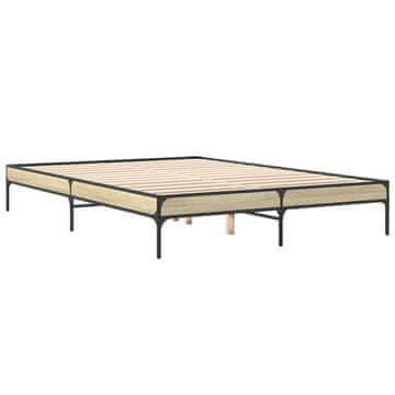Vidaxl Posteljni okvir sonoma hrast 150x200 cm inž. les in kovina