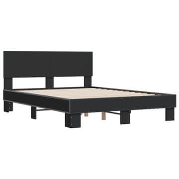 Vidaxl Posteljni okvir črn 120x190 cm inženirski les in kovina