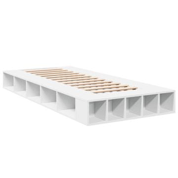 Vidaxl Posteljni okvir bel 100x200 cm inženirski les