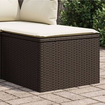 shumee Vrtni stolček z blazino rjav 55x55x37 cm poli ratan