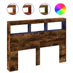 Vidaxl Omarica za vzglavje postelje LED dimljeni hrast 140x17x102 cm
