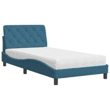 Vidaxl Postelja z vzmetnico modra 100x200 cm žamet