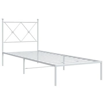 Vidaxl Kovinski posteljni okvir z vzglavjem bel 80x200 cm