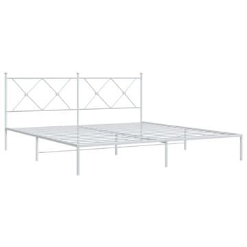 Vidaxl Kovinski posteljni okvir z vzglavjem bel 183x213 cm
