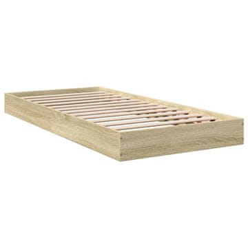 Vidaxl Posteljni okvir brez vzmetnice hrast 75x190 cm inženirski les