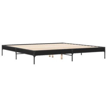 Vidaxl Posteljni okvir črn 200x200 cm inženirski les in kovina