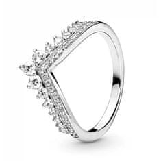 Pandora Eleganten srebrn prstan z lesketajočimi se kamni 197736CZ (Obseg 52 mm)