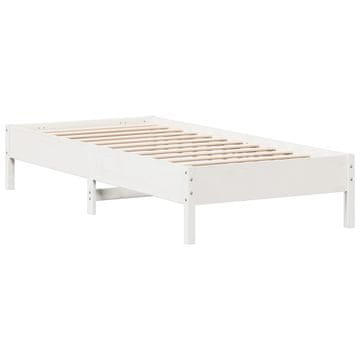 Vidaxl Posteljni okvir brez vzmetnice bel 100x200 cm trdna borovina
