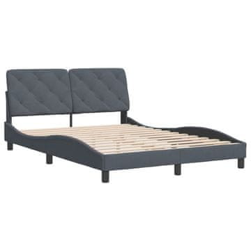 Vidaxl Posteljni okvir brez vzmetnice temno siv 140x190 cm žamet