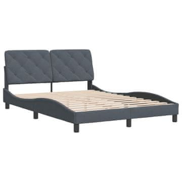 Vidaxl Posteljni okvir brez vzmetnice temno siv 140x200 cm žamet