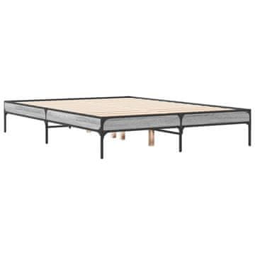 Vidaxl Posteljni okvir siva sonoma 140x190 cm inž. les in kovina