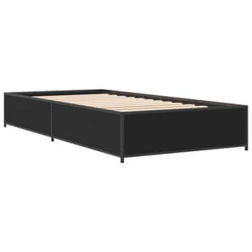 Vidaxl Posteljni okvir črn 75x190 cm inženirski les in kovina