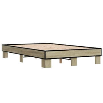 Vidaxl Posteljni okvir sonoma hrast 120x190 cm inž. les in kovina