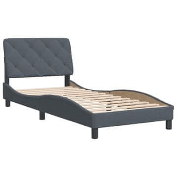 Vidaxl Posteljni okvir brez vzmetnice temno siv 90x200 cm žamet