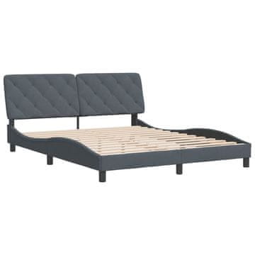 Vidaxl Posteljni okvir brez vzmetnice temno siv 160x200 cm žamet