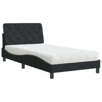 Vidaxl Postelja z vzmetnico črna 100x200 cm žamet