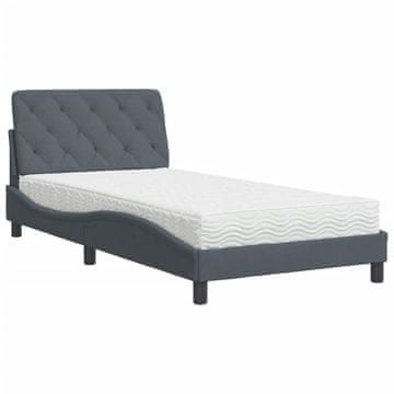 Vidaxl Postelja z vzmetnico temno siva 100x200 cm žamet