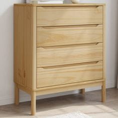 shumee Predalnik FLORO 77x35x73 cm voščeno rjava trdna borovina