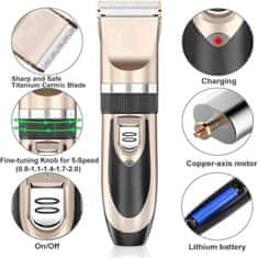 HARLEY® Električni strižnik za dlako hišnih ljubljenčkov, tih, 5 W, 4 nastavki 3–12 mm, USB polnjenje, ergonomski ročaj | GULAMACHINE