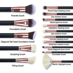VivoVita Make Up Brush Set – Set 15 čopičev za ličenje