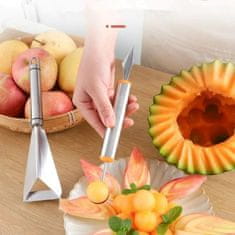 HOME & MARKER®  Okrasni Rezalnik za Sadje in Zelenjavo, Orodje za Rezanje in Lupljenje (Nož za rezanje + Nož za rezanje z lopatico za sadje) | FRUTIREZ