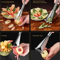 HOME & MARKER®  Okrasni Rezalnik za Sadje in Zelenjavo, Orodje za Rezanje in Lupljenje (Nož za rezanje + Nož za rezanje z lopatico za sadje) | FRUTIREZ