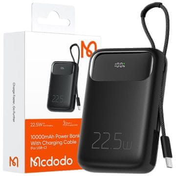 Mcdodo MCDODO POWERBANK 10000MAH Z ZASLONOM 3X USB USB-C 22,5W + USB-C KABEL