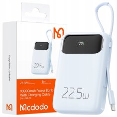Mcdodo MCDODO POWERBANK 10000MAH Z ZASLONOM 3X USB USB-C 22,5W + USB-C KABEL