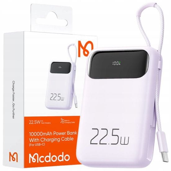 Mcdodo MCDODO POWERBANK 10000MAH Z ZASLONOM 3X USB USB-C 22,5W + USB-C KABEL