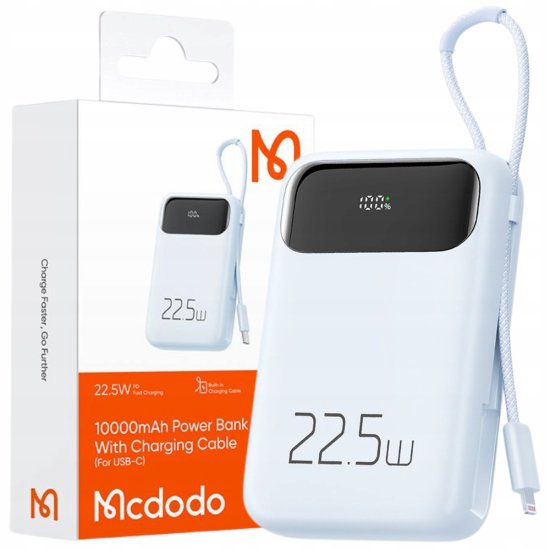 Mcdodo MCDODO POWERBANK 10000MAH Z ZASLONOM USB USB-C 22,5W + KABEL LIGHTNING