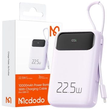 Mcdodo MCDODO POWERBANK 10000MAH Z ZASLONOM USB USB-C 22,5W + KABEL LIGHTNING