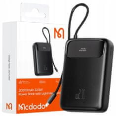 Mcdodo Mcdodo Powerbank 20000Mah Z Zaslonom Usb Usb-C 22,5W + Kabel Lightning