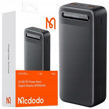 Mcdodo MCDODO POWERBANK 30000MAH Z ZASLONOM 3X USB USB-C 22,5W + USB-C KABEL