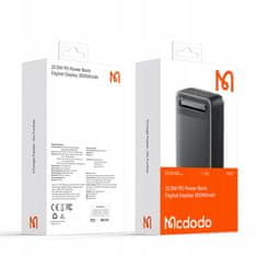 Mcdodo MCDODO POWERBANK 30000MAH Z ZASLONOM 3X USB USB-C 22,5W + USB-C KABEL